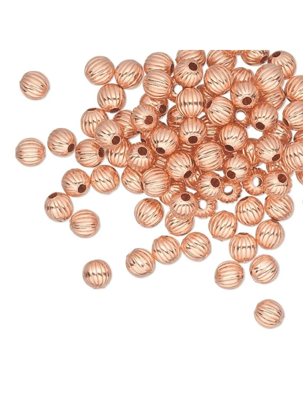 Bulk Lot India Shiny Copper Corrugated Ribbed 3mm Round Spacer Beads 100 pcs